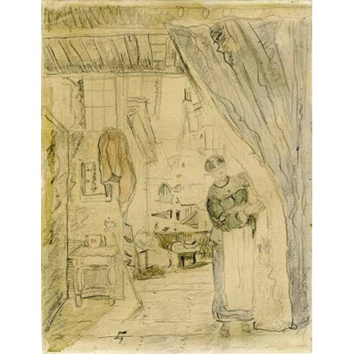 Vrouw bij het gordijn (studie), 1874